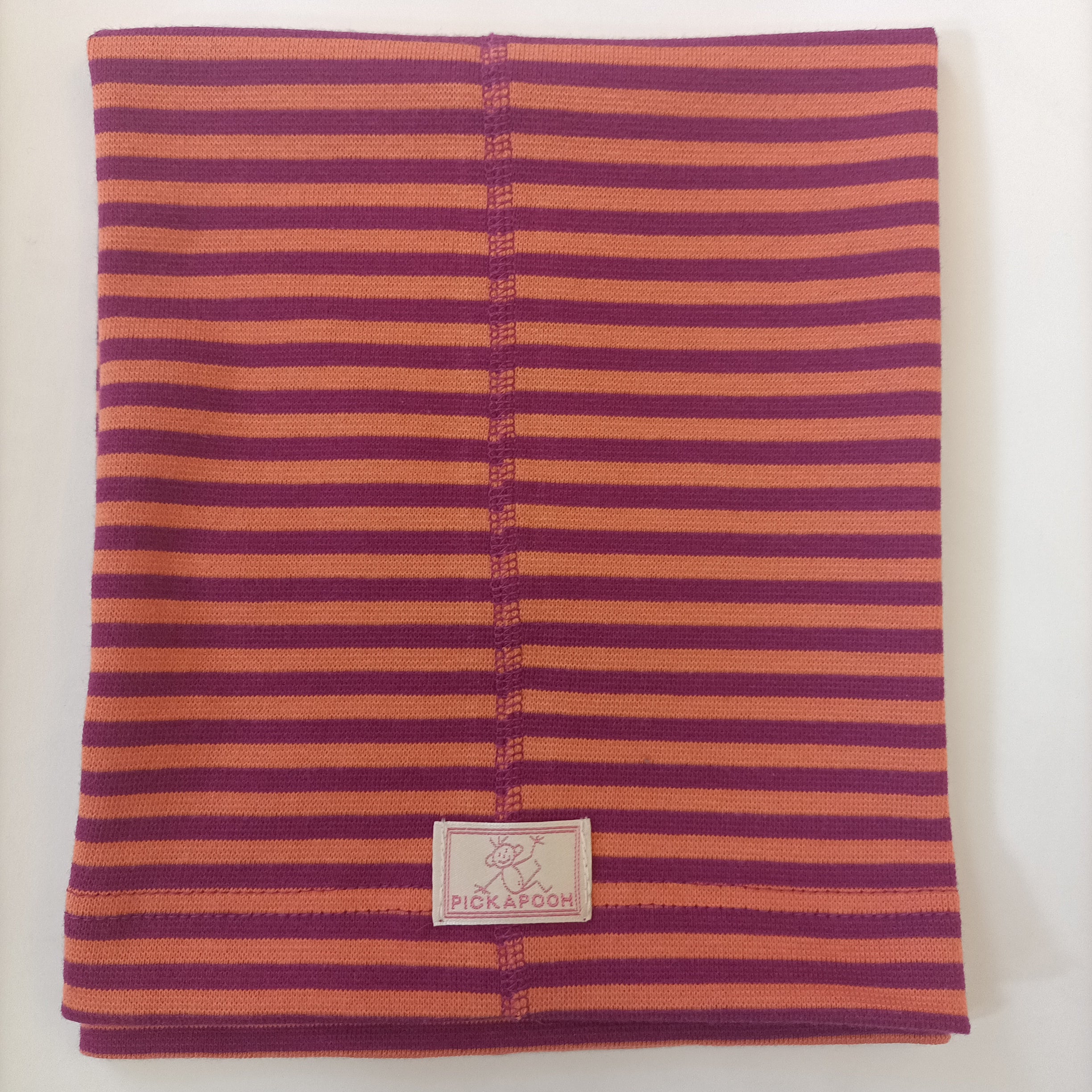 Scaldacollo in cotone per bambino e adulto / riga arancio e viola